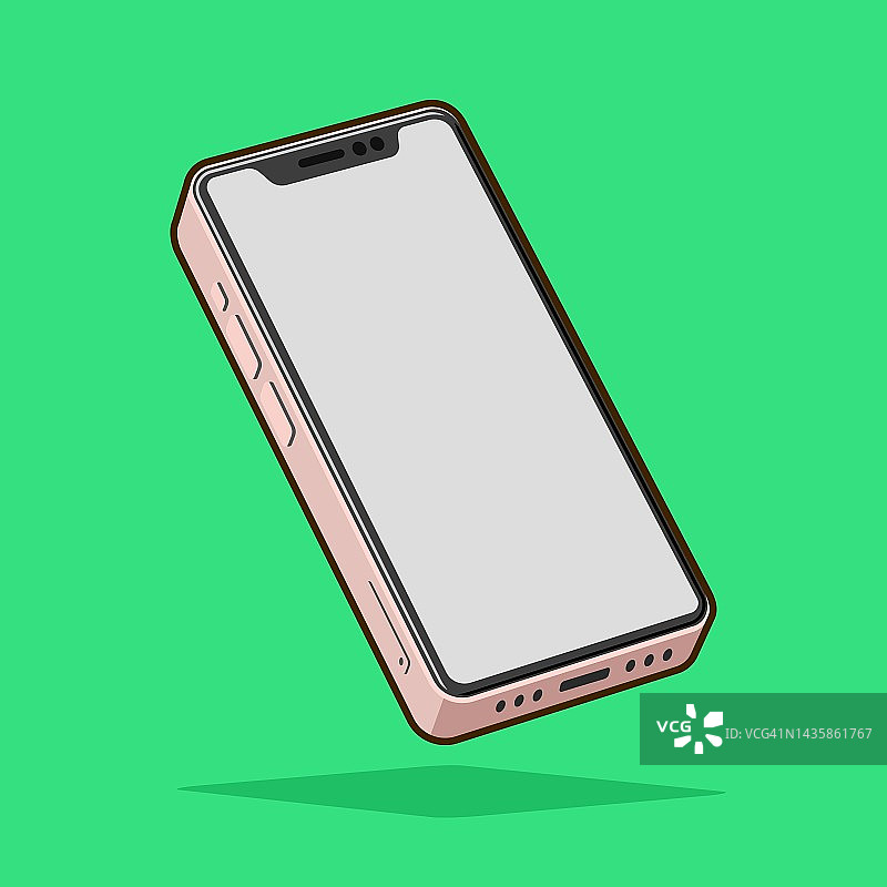 粉色智能手机被隔离在绿色背景上图片素材