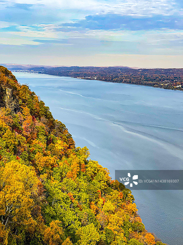 秋天的帕利塞德斯和哈德逊河，纽约图片素材