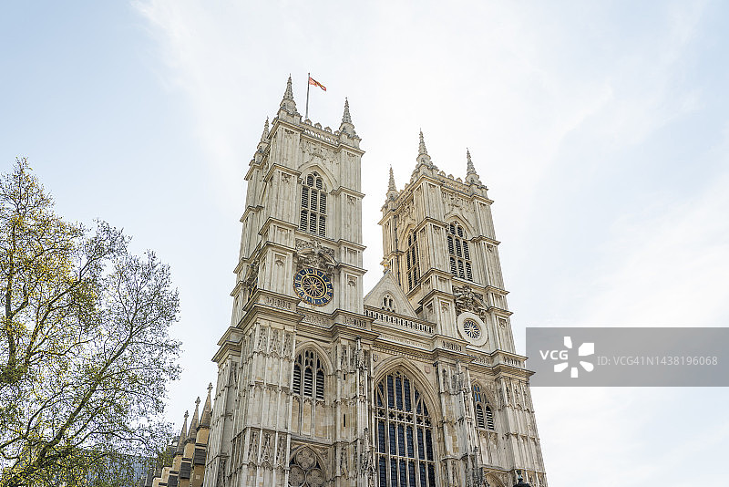英国，英格兰，伦敦，威斯敏斯特教堂的正面图片素材