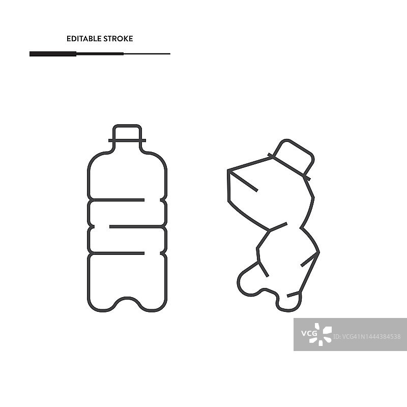 塑料瓶和塑料粉碎瓶图标矢量设计。图片素材