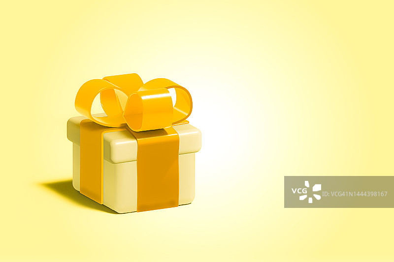 带蝴蝶结的黄色礼品盒的3D图像图片素材