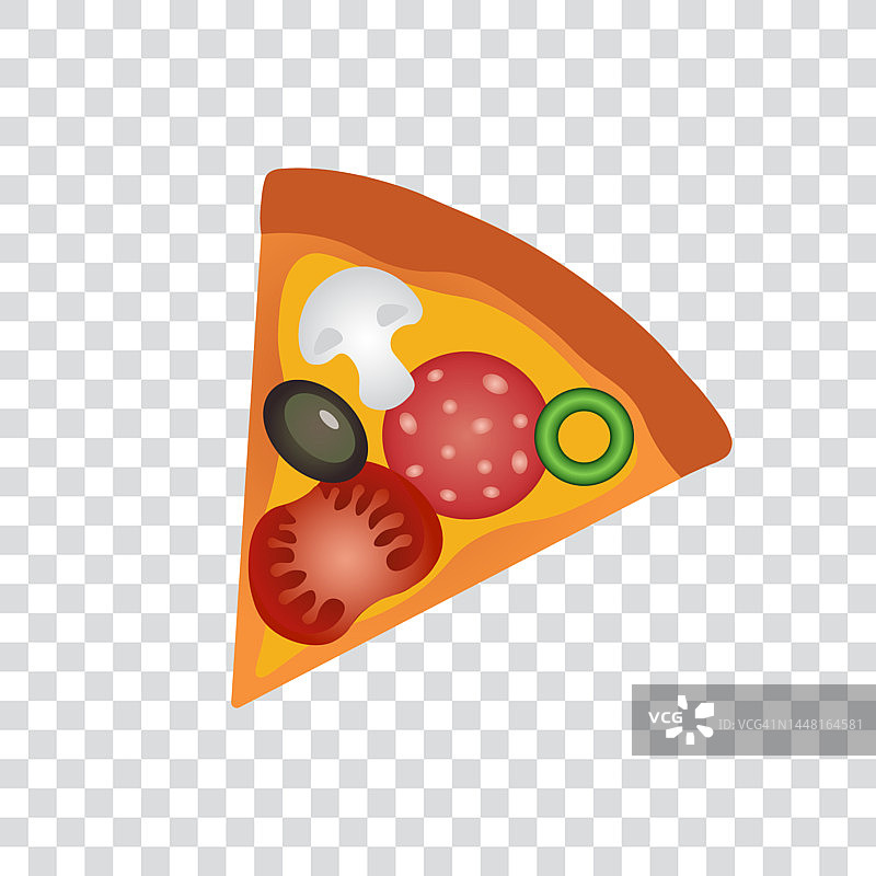 比萨片番茄，意大利腊肠，蘑菇，矢量插图。图片素材