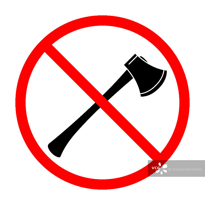 斧禁标志。禁止使用斧头。禁止使用斧头。红色禁酒令。图片素材