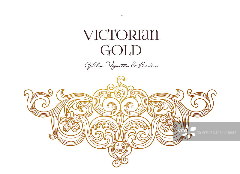 矢量黄金元素，装饰为设计模板。维多利亚风格的奢华饰品图片素材