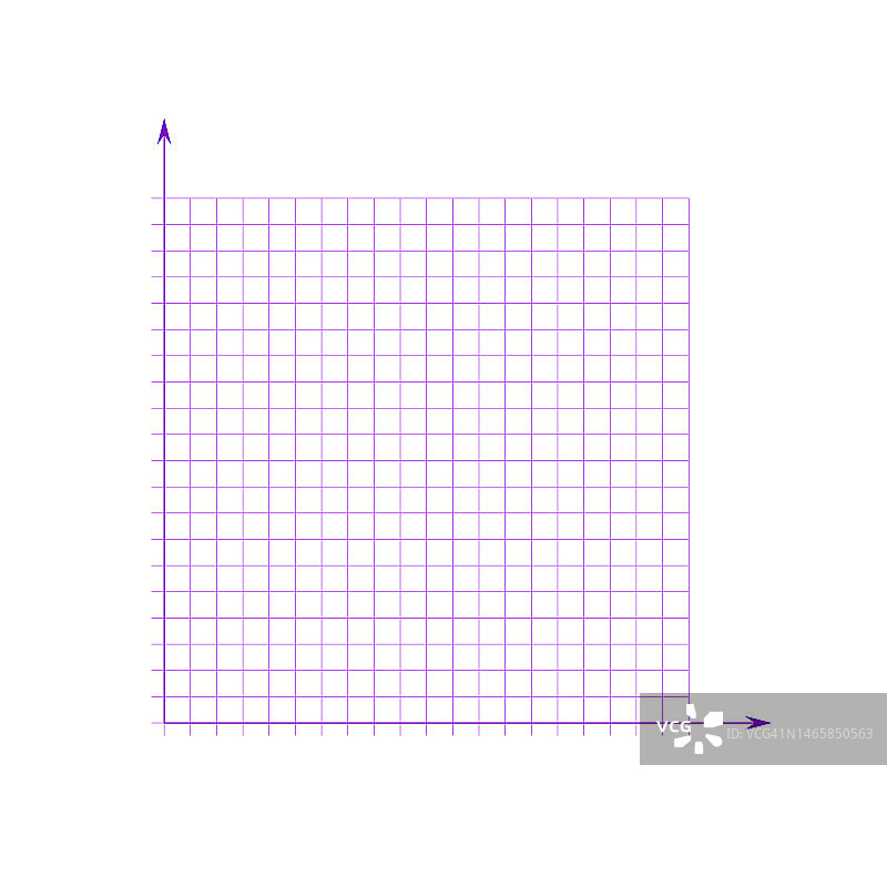 方格纸。数学图形。有x轴和y轴的笛卡尔坐标系。方形背景与颜色线。几何图案的学校，教育。在透明背景上衬空白图片素材