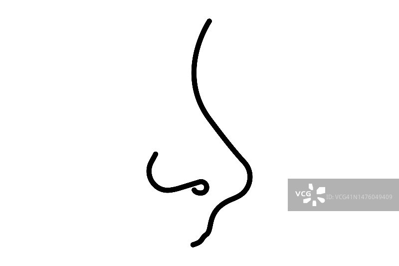 鼻子图标说明。与人体器官有关的图标。线图标样式。简单的矢量设计可编辑图片素材