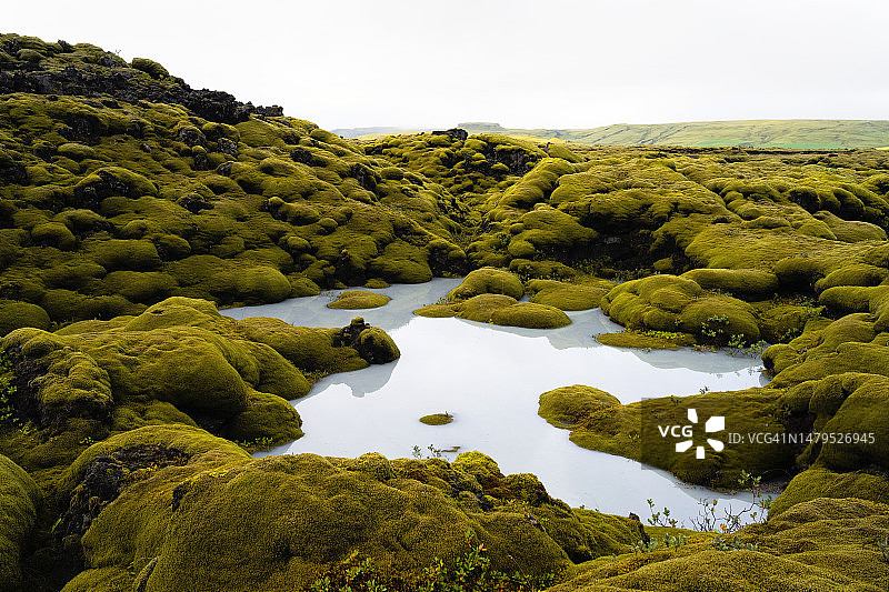 冰岛埃尔德劳恩的熔岩田图片素材