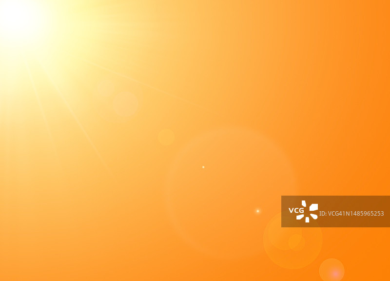太阳光线与高光和散景效果的橙色背景图片素材
