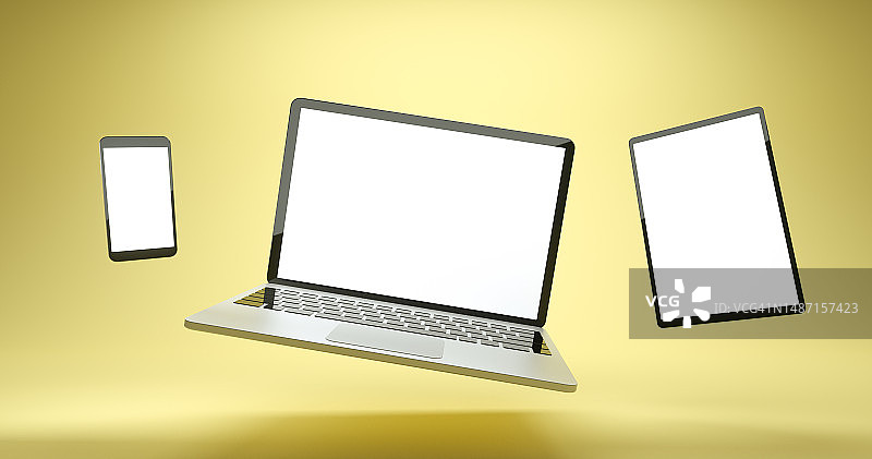 全面屏智能手机，平板电脑和笔记本电脑模型设计，数码设备组，罗马尼亚图片素材