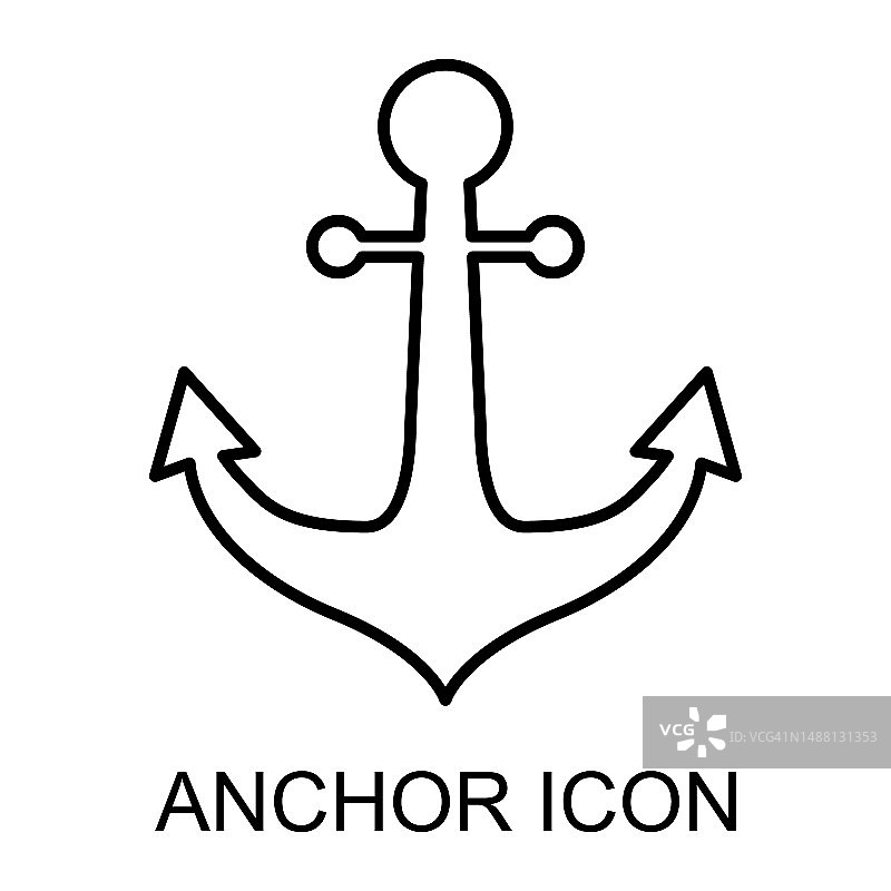 锚海旧图标，船舶安全对象元素，矢量插图设计网页元素图片素材