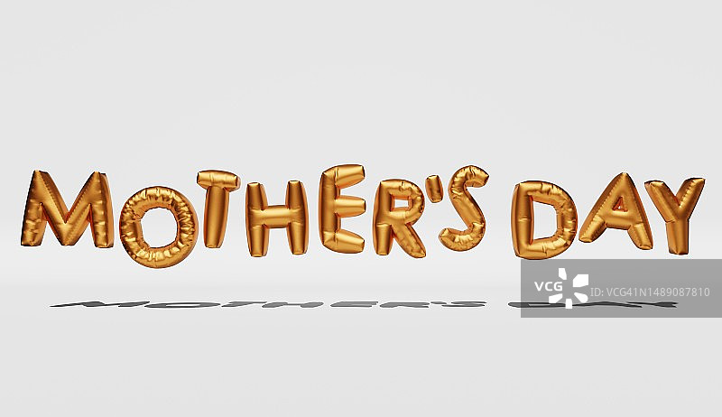 母亲节快乐贺卡3D渲染设计节日明信片横幅海报粉色气球放飞字母图片素材