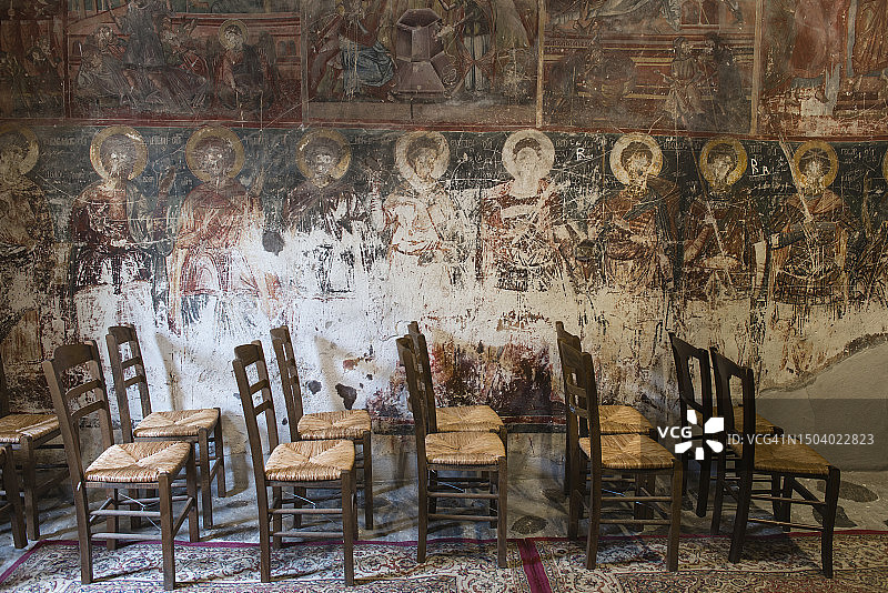 修道院礼拜堂内的壁画图片素材