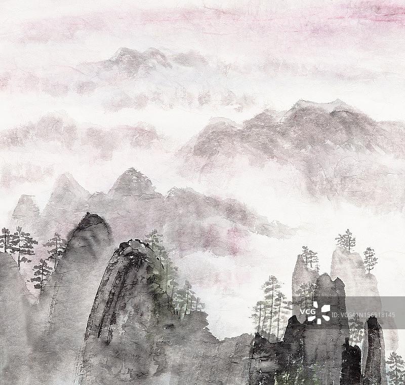 中国高山风景画图片素材