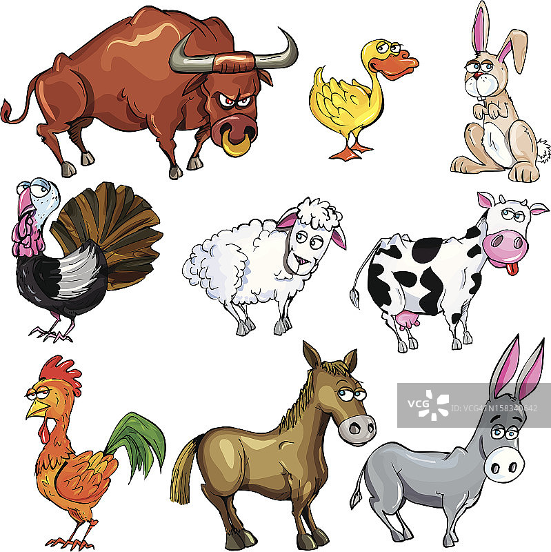 农场的卡通动物图片素材