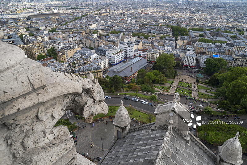 从圣心大教堂塔顶俯瞰巴黎，巴黎，法国图片素材