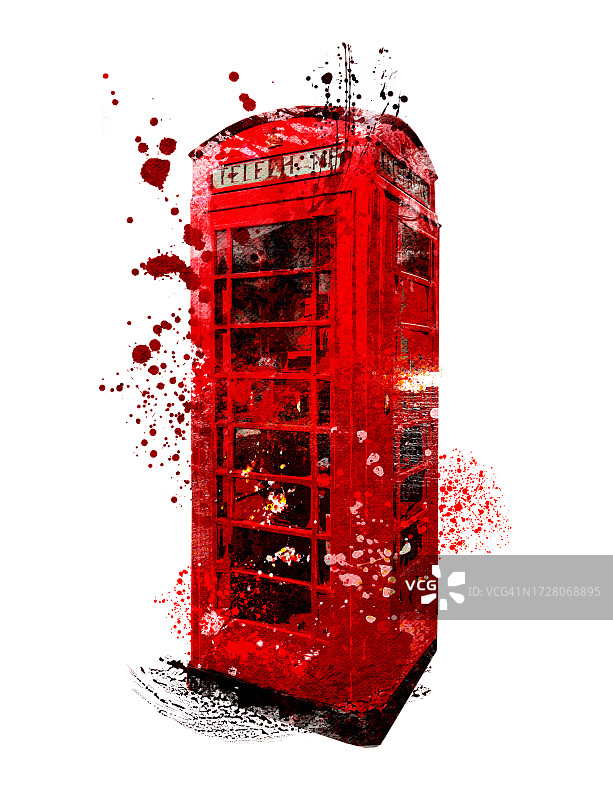红色电话亭插图图片素材