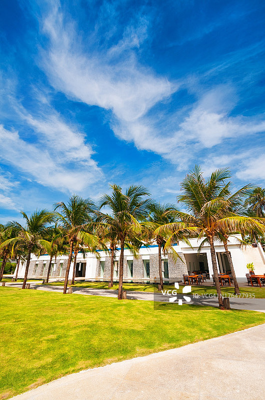 热带地区的豪华和异国情调的酒店图片素材