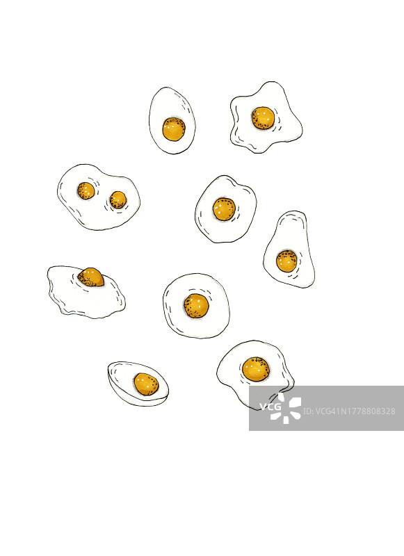 一套破鸡蛋和煮鸡蛋。图片素材