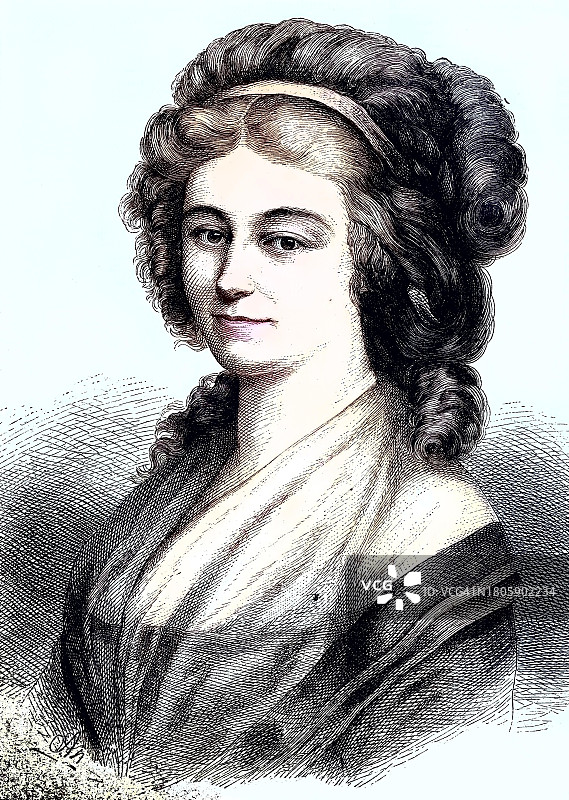 christopine Reinwald, 1757年9月4日原名elisabeth christopine Friederike Schiller，死于1847年8月31日，Friedrich Schiller的姐姐，德国，1881年木刻的复制品，数字修复，9月4日图片素材
