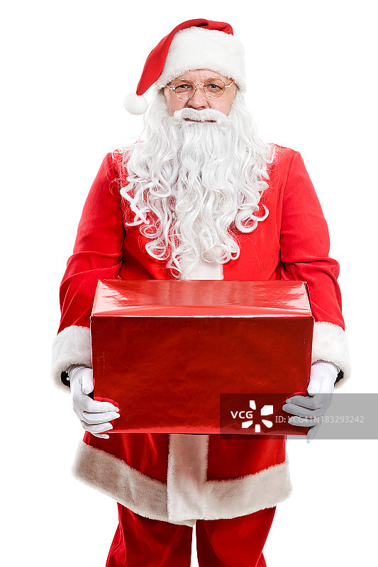 圣诞老人拿着一盒礼物图片素材