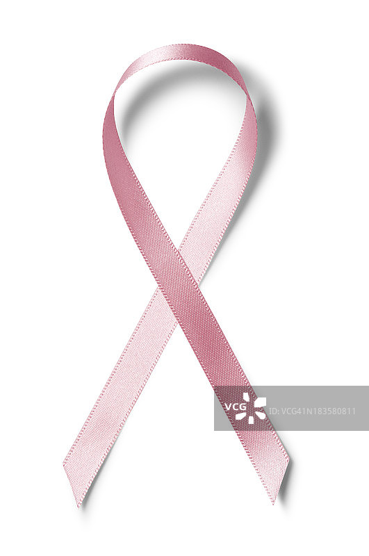 白色背景上的粉色乳腺癌宣传丝带图片素材