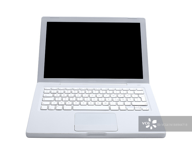 时尚的现代笔记本电脑与触摸板在白色的背景图片素材