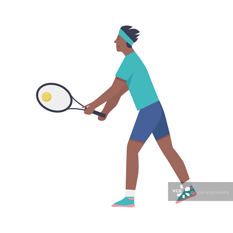 男子打网球，运动的年轻男运动员的性格与球拍图片素材