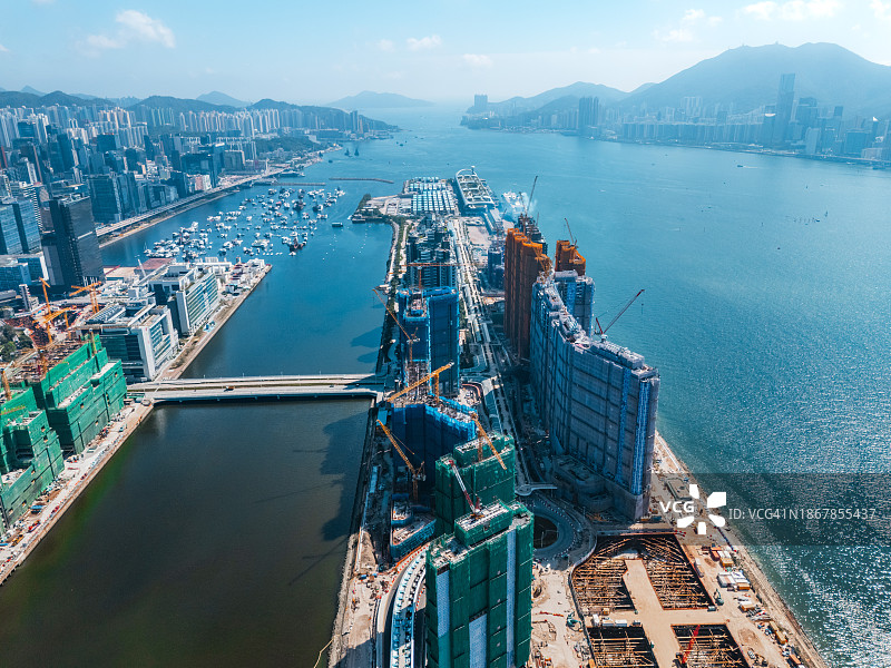 香港九龙启德发展区航拍图图片素材