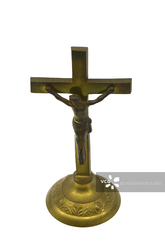 华丽的十字架，黄铜立十字架图片素材
