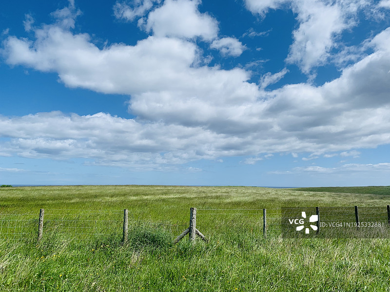 英国达勒姆，天空衬托下的田野风景图片素材