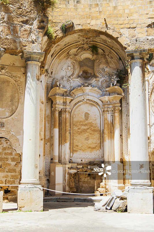 西西里岛，马扎拉德尔瓦洛，圣伊格纳齐奥教堂的废墟图片素材
