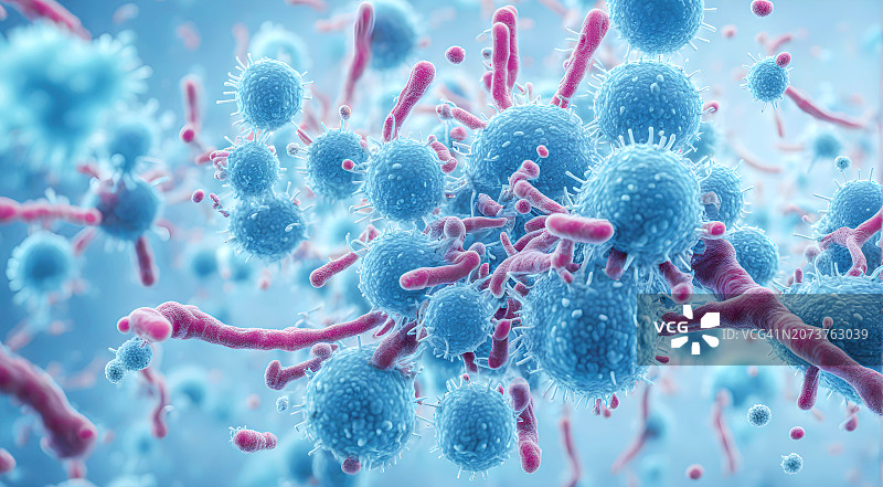 微观蓝色细菌背景图片素材
