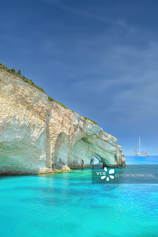 蓝色洞穴，扎金索斯，希腊。图片素材
