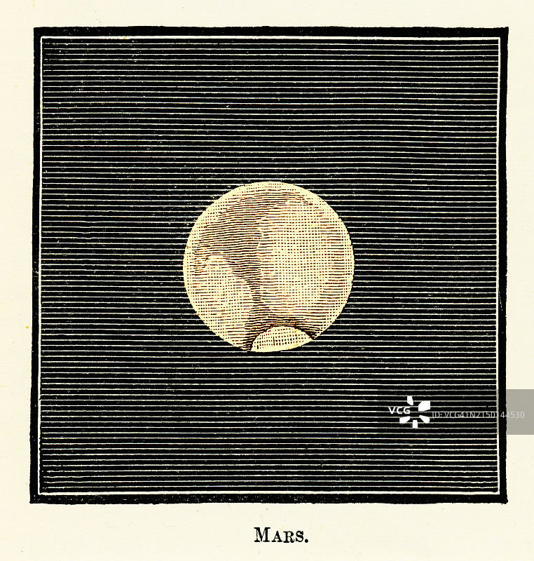 古老的火星雕刻插图(1884年2月18日)图片素材