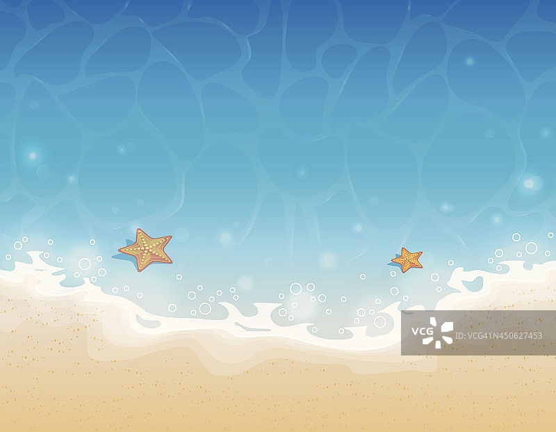 在海滩浅海中的海星插图图片素材