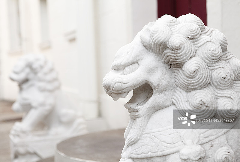 近距离看中国狮子雕像图片素材