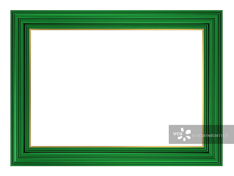 绿色相框孤立在白色背景上。图片素材