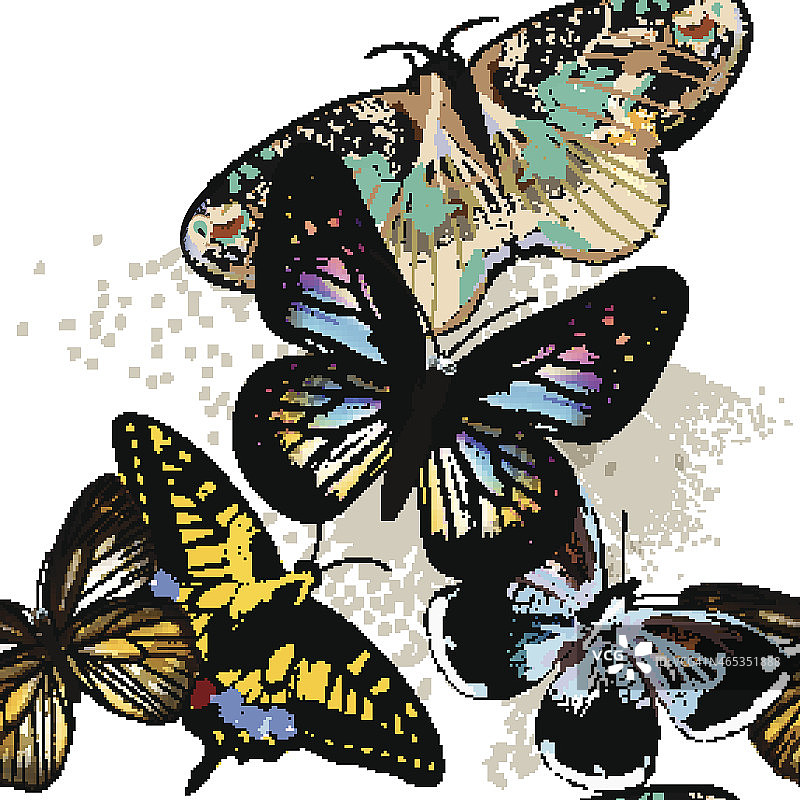 时尚无缝图案与五彩缤纷的蝴蝶图片素材