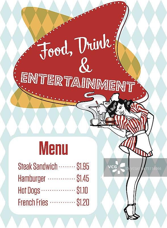 食物，饮料和娱乐餐厅菜单矢量艺术图片素材