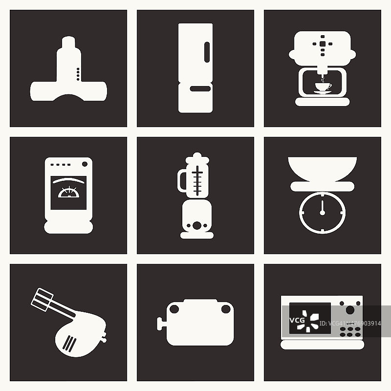 平黑白概念移动应用厨房电器图片素材