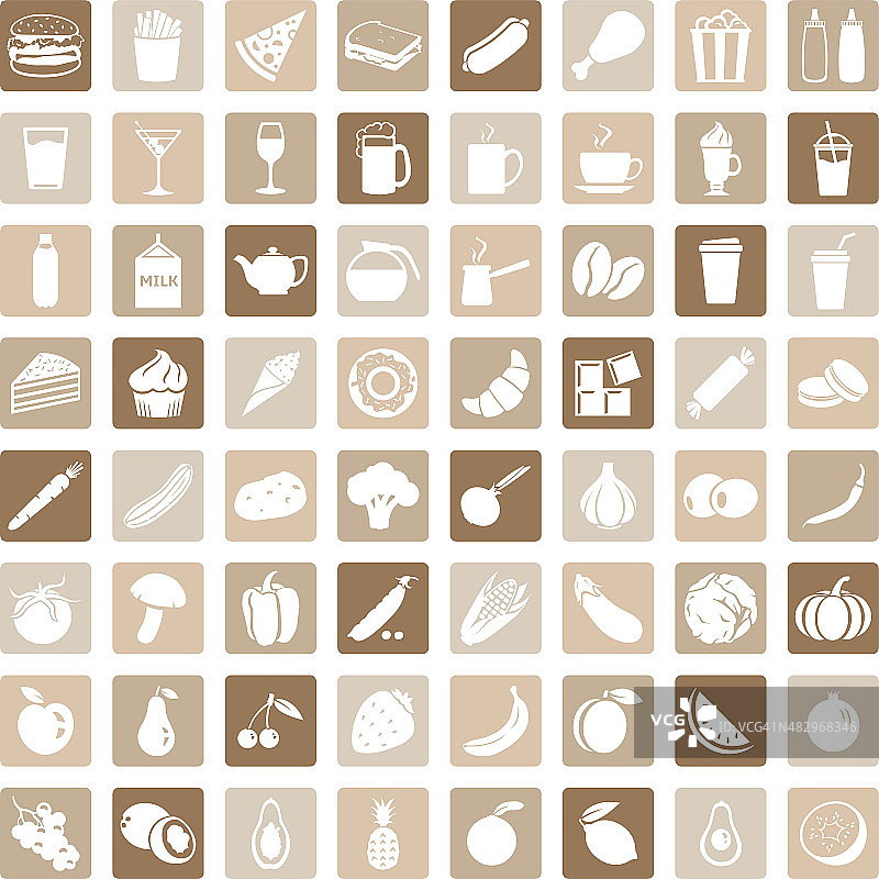向量集的64个食物图标图片素材