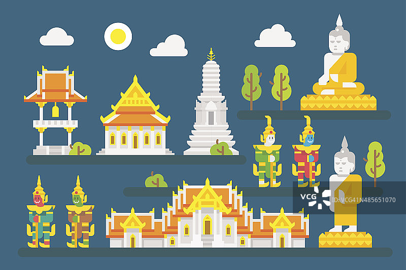 泰国寺庙信息图表元素设置图片素材