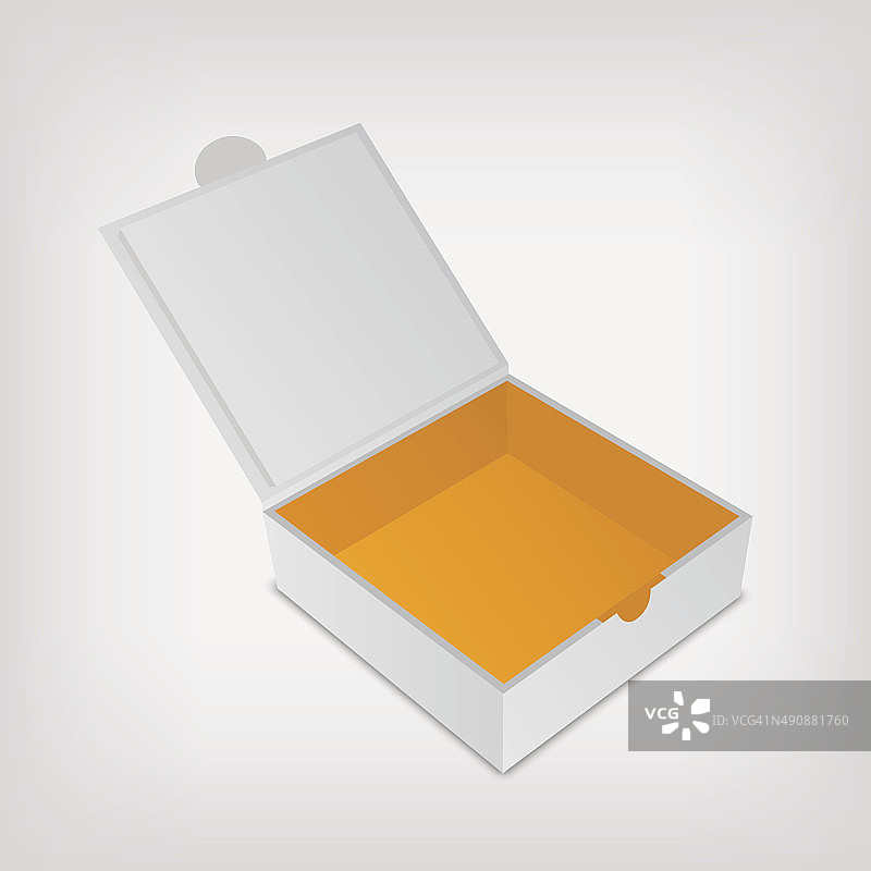 打开包装盒模型。灰色的正方形，里面是橙色的图片素材