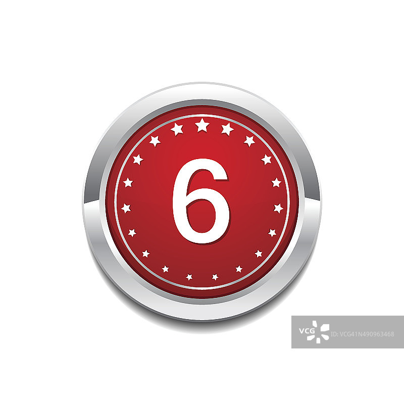 6数字圆形矢量红色Web图标按钮图片素材