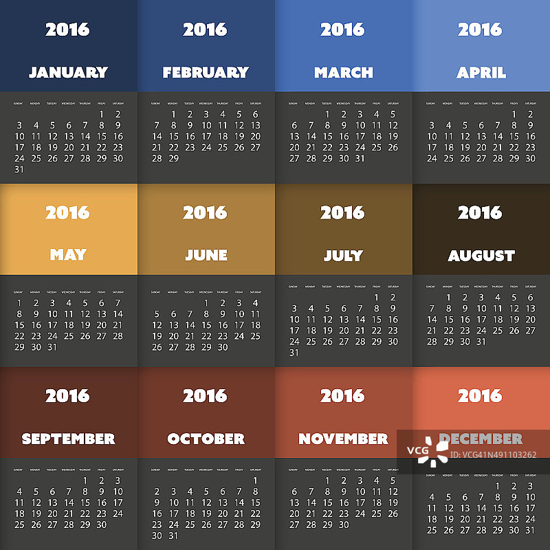 2016年日历模板图片素材