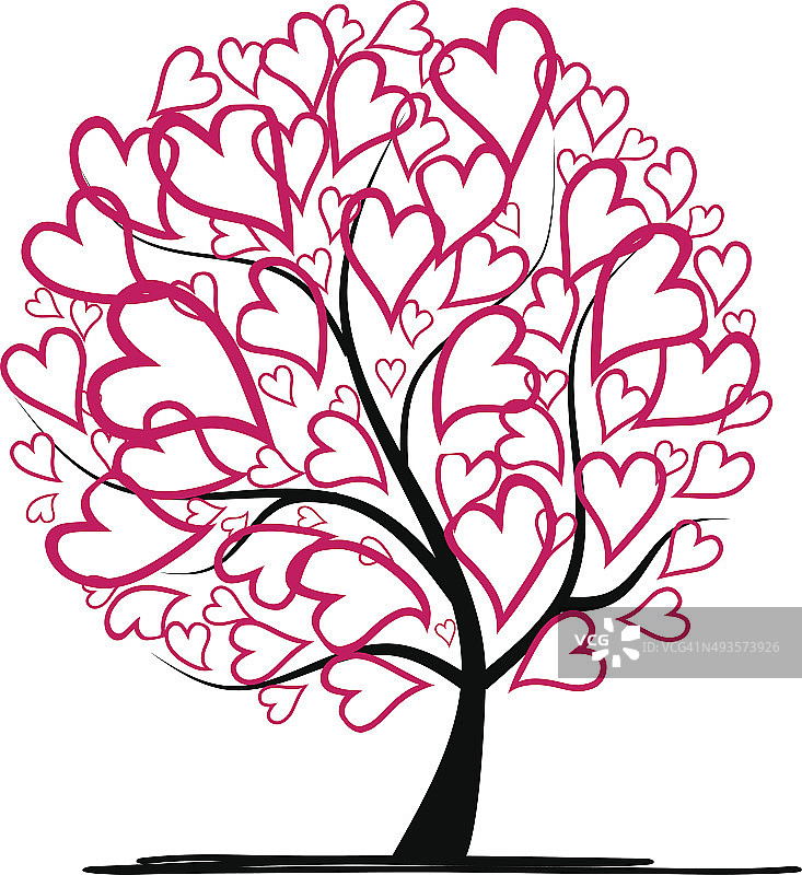 情人节的树，爱，从心里的叶子图片素材
