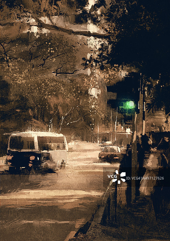 古色古香的城市街道与绿色的交通灯图片素材