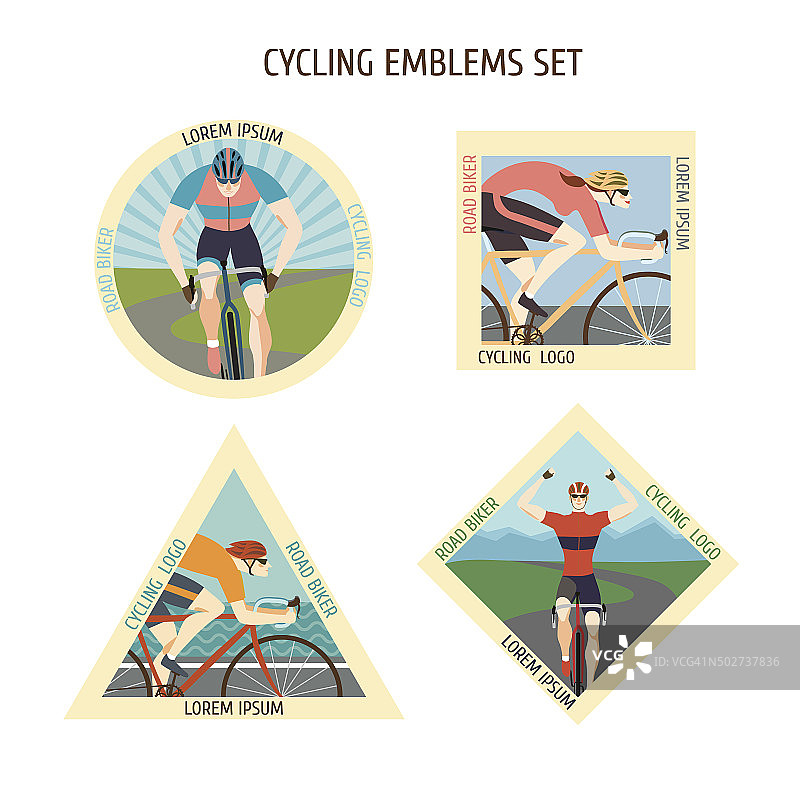 快速赛车自行车的标志设置图片素材