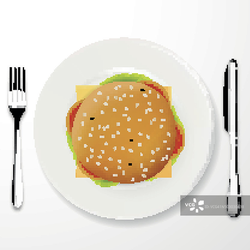 俯视图插图的奶酪汉堡图片素材
