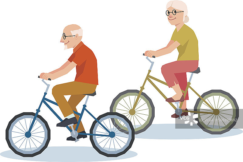 老年男女骑着自行车图片素材